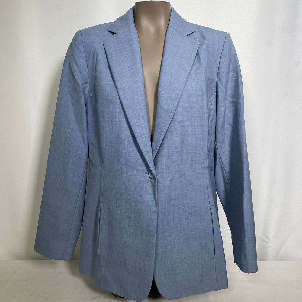 Pendleton Light Blue 100% Virgin Wool Single Button Blazer Jacket Women's Sz 12